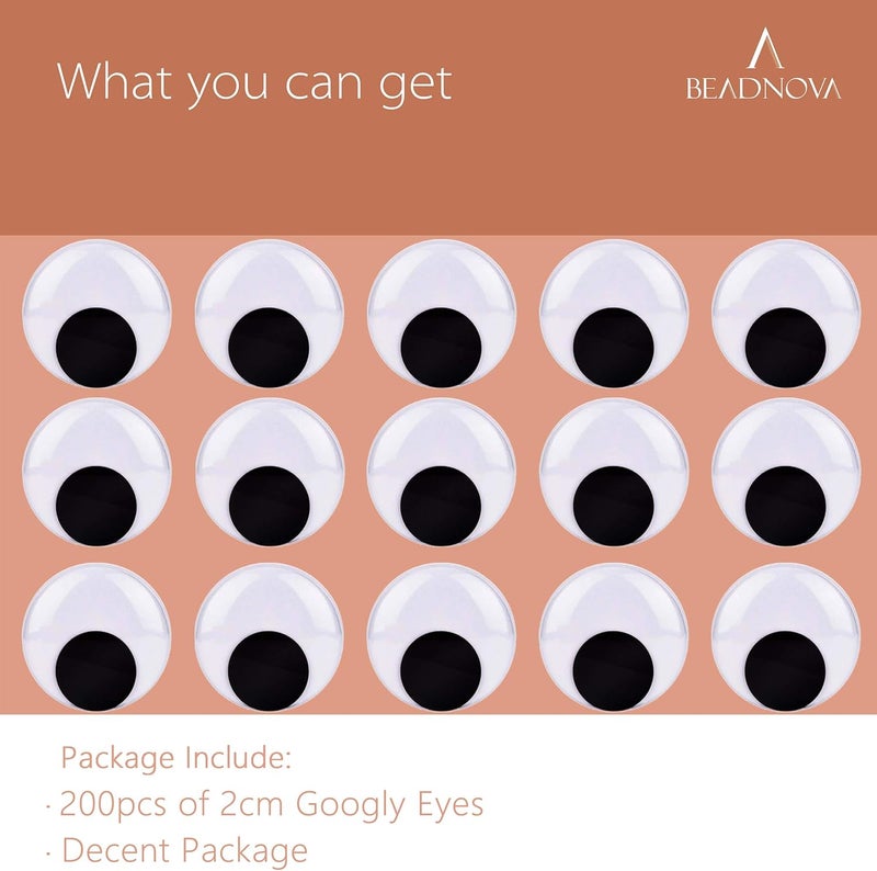 BEADNOVA Black Wiggle Googly Eyes Wobbly Eyes with Self Adhesive Sticker for DIY Craft Scrapbooking 20mm 200pcs - Image 5