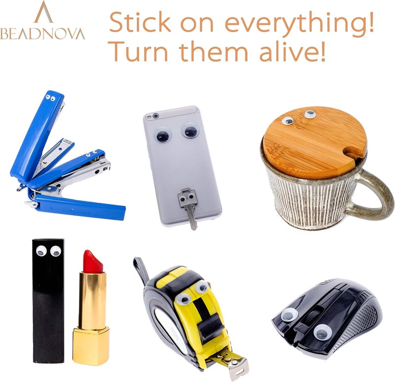 BEADNOVA Black Wiggle Googly Eyes Wobbly Eyes with Self Adhesive Sticker for DIY Craft Scrapbooking 20mm 200pcs - Image 4