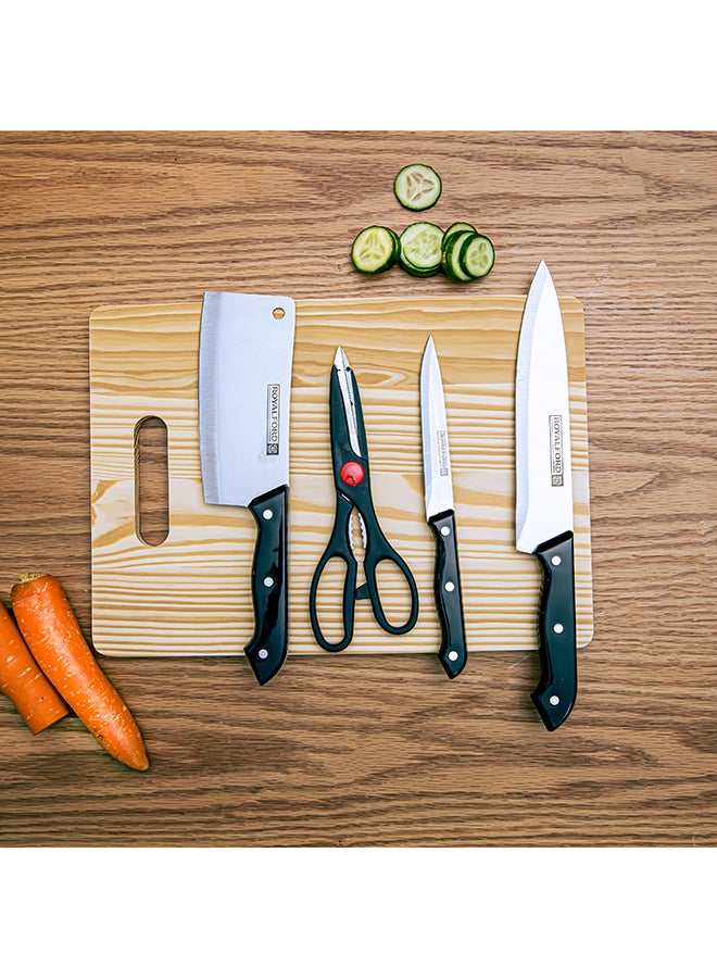 Royalford 5-Piece Deluxe Cutting Set Black/Silver 35cm - Image 2