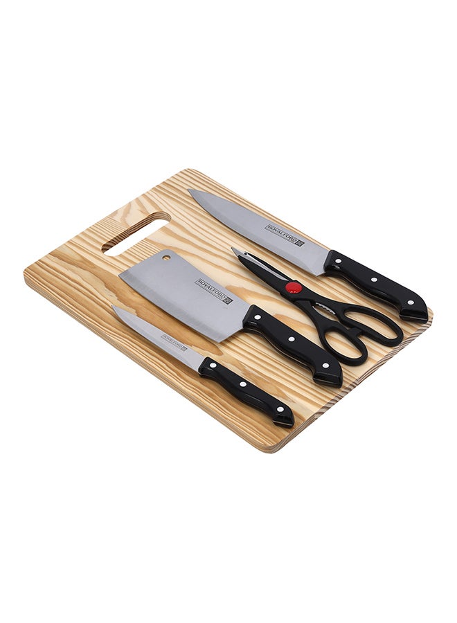 Royalford 5-Piece Deluxe Cutting Set Black/Silver 35cm - Image 1