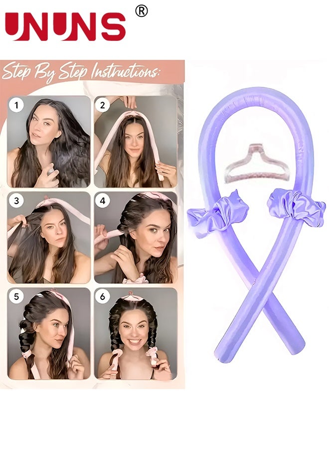 UNUNS 12Pcs Sleeping Hair Styling Tools Set,Curler And Facial Massager,1 Pillowcase,Heat-Free Curling Iron Set,Overnight Curler,1 Sleeping Soft Eye Mask,1 Storage Bag,Facial Roller Skin Care Tools for Women,Purple - Image 4