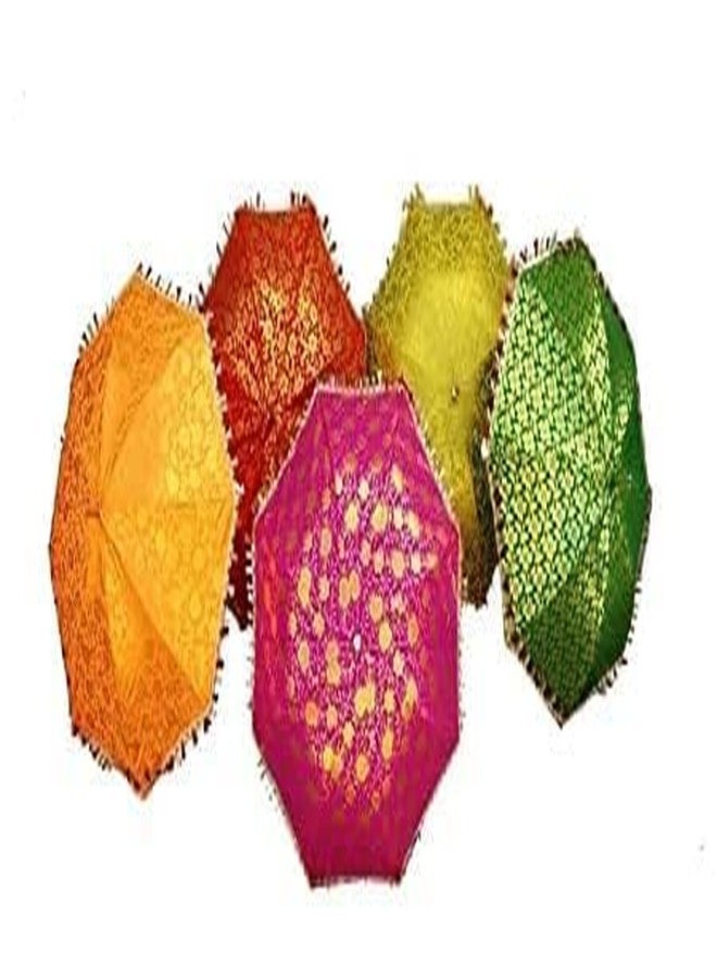 The Decor Affair مظلات ديكور متعددة الألوان من ذا ديكور أفير لحفلات الزفاف الهندية، وديوالي، وعيد الميلاد، وحفلات الحناء، والحفلات - مجموعة من 5 قطع. - Image 1