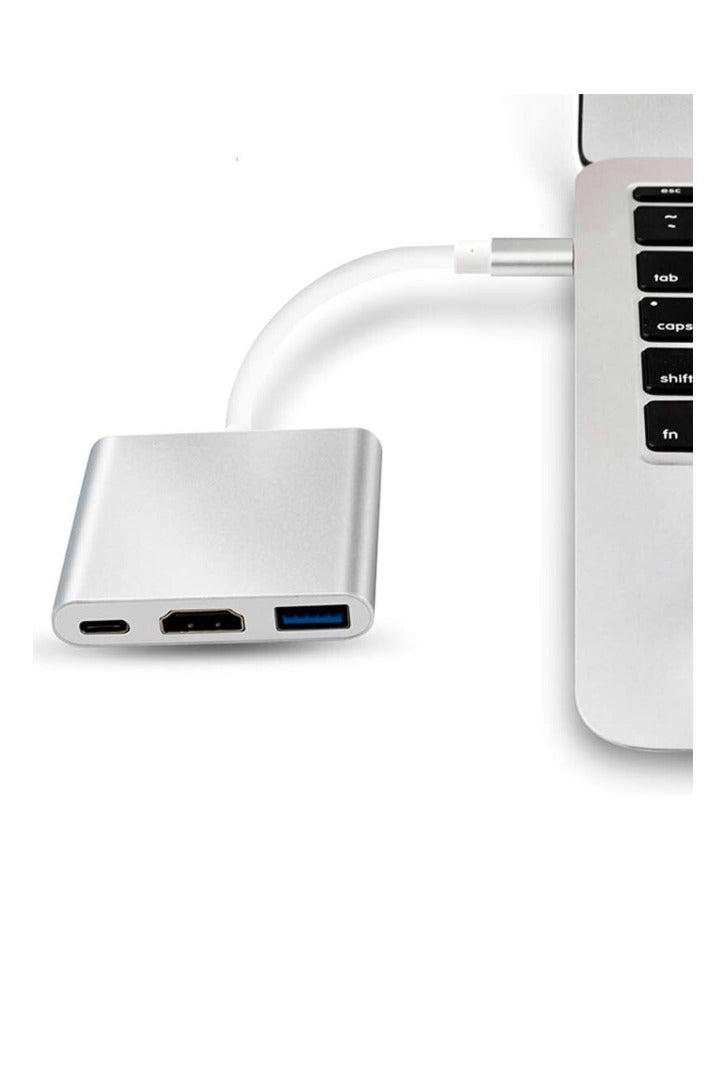 Chase Up HDMI 4K USB C (Type C) to HDMI 4K with USB 3.0 Port and USB C Charging Port Adapter (Silver) - Image 2