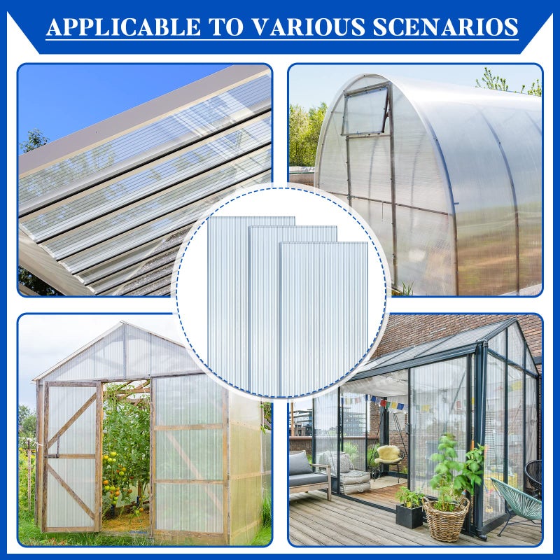 Hotop 3 Pcs Polycarbonate Greenhouse Panels Double Layer Polycarbonate Panels Waterproof UV Protected Sheet Corrugated Plastic Roof Greenhouse Replacement Cover (4' X 2' X 0.24") - Image 4