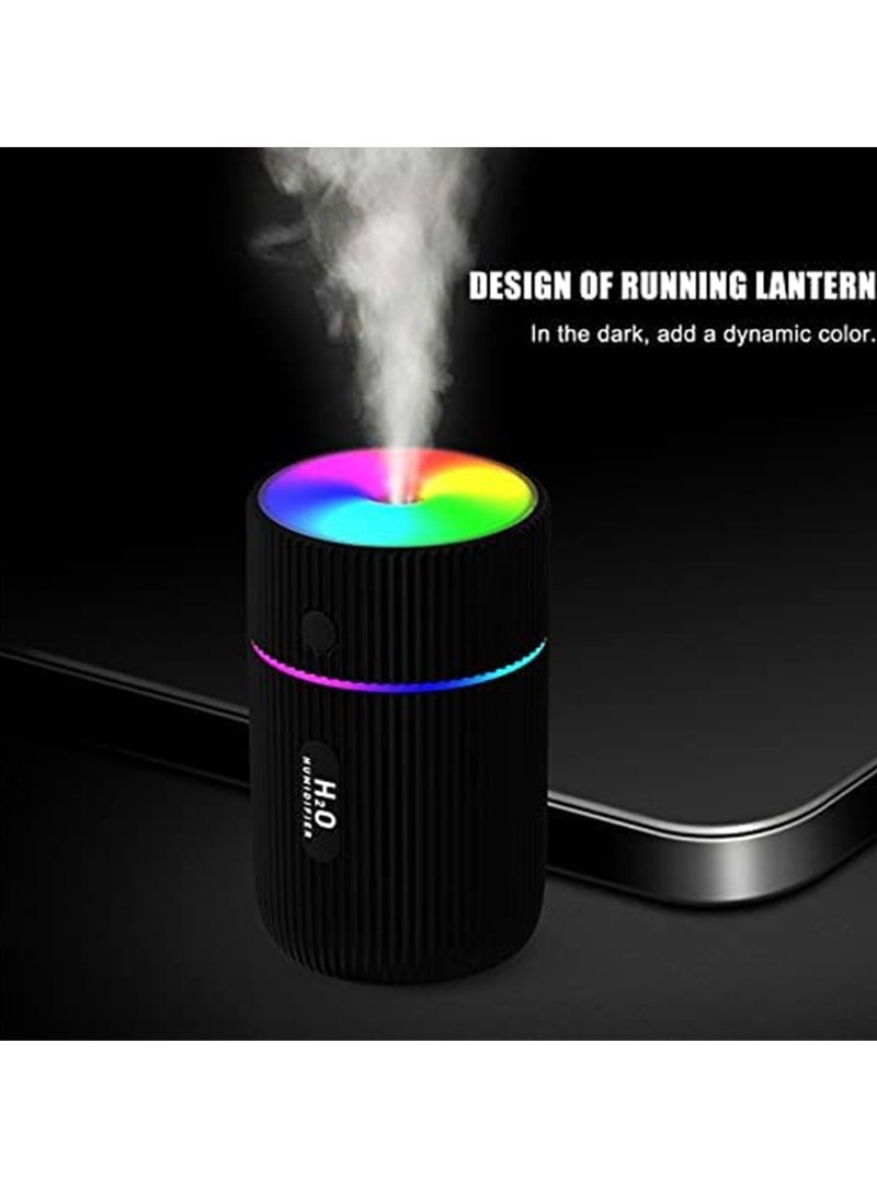 USB Charging Portable Air Humidifier With LED Night Lamp 220ml Black