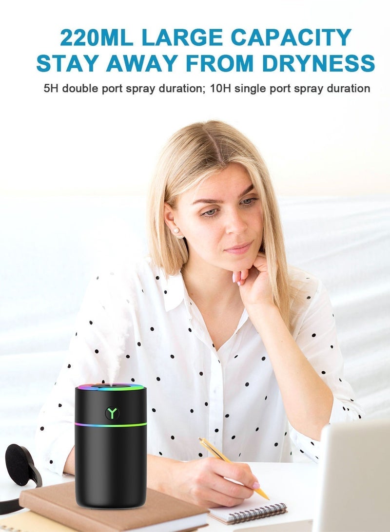 HomarKet USB Charging Portable Air Humidifier With LED Night Lamp 220ml Black - Image 5