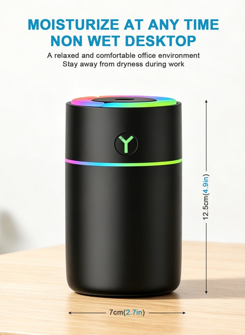 HomarKet USB Charging Portable Air Humidifier With LED Night Lamp 220ml Black - Image 4