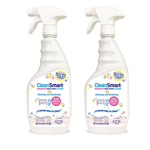 CleanSmart Nursery & High Chair Cleaner, 23 Ounce Bottle (Pack of 2), Hypochlorous Naturally Kills 99.9% of Viruses like RSV & Flu with Zero Residue - Image 1