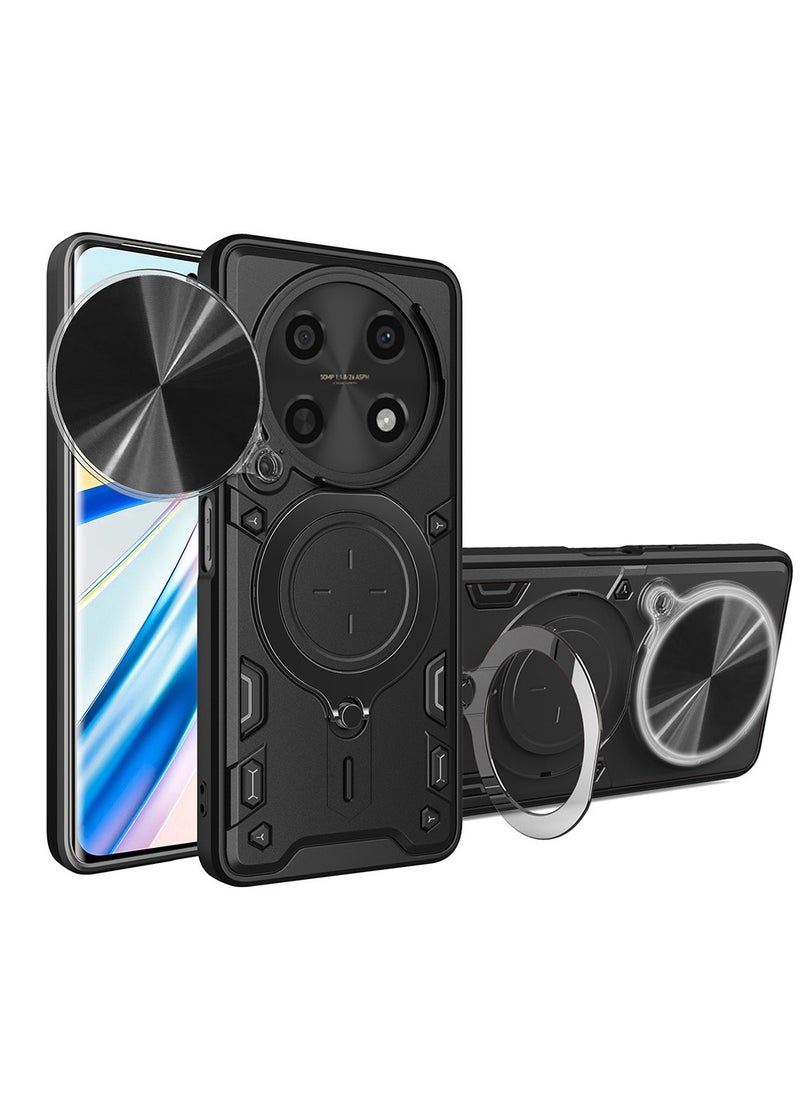 Phone Case for Honor Nova 14i / Nova Y91 4G with Camera Cover and Ring Holder, Hard Back + Soft Edge Shockproof Protective Cover - Image 1