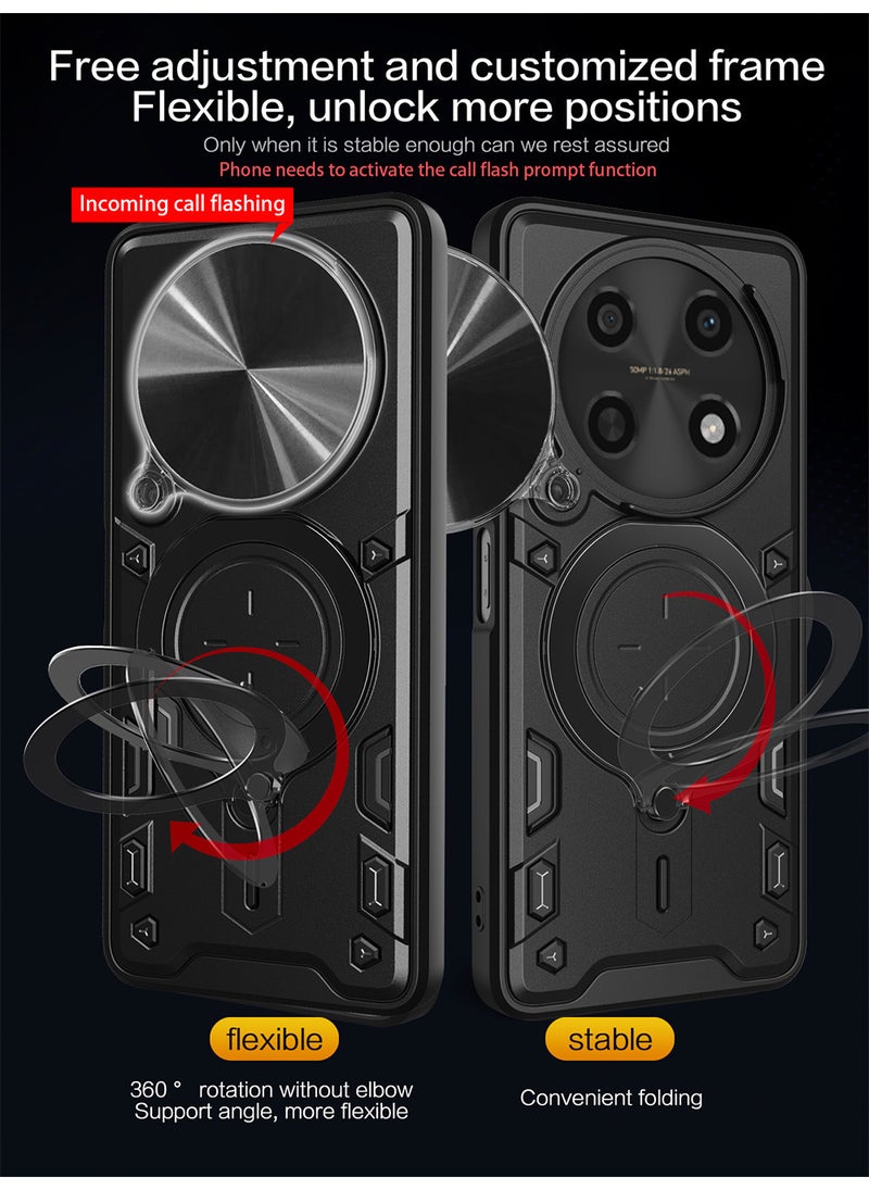 Phone Case for Honor Nova 14i / Nova Y91 4G with Camera Cover and Ring Holder, Hard Back + Soft Edge Shockproof Protective Cover - Image 4