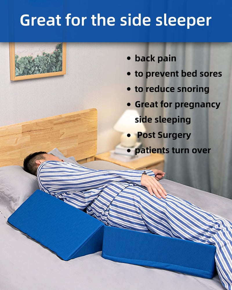 Fanwer Positioning Wedge Pillow for Side Sleeping (3 in 1), 40 Degree Triangle Bed Wedges & Body Positioners for Back Pain, Preventing Bedsores, After Surgery, Knees Elevated, Pregnancy - Image 2