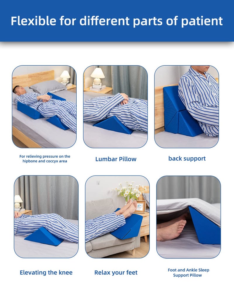 Fanwer Positioning Wedge Pillow for Side Sleeping (3 in 1), 40 Degree Triangle Bed Wedges & Body Positioners for Back Pain, Preventing Bedsores, After Surgery, Knees Elevated, Pregnancy - Image 3
