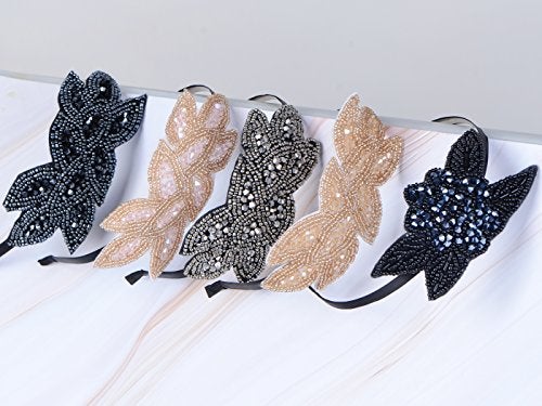Alilang 1920s Blue Beaded Leaf Flapper Headband - Image 5