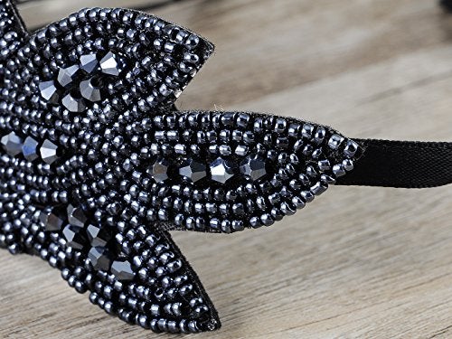 Alilang 1920s Blue Beaded Leaf Flapper Headband - Image 4