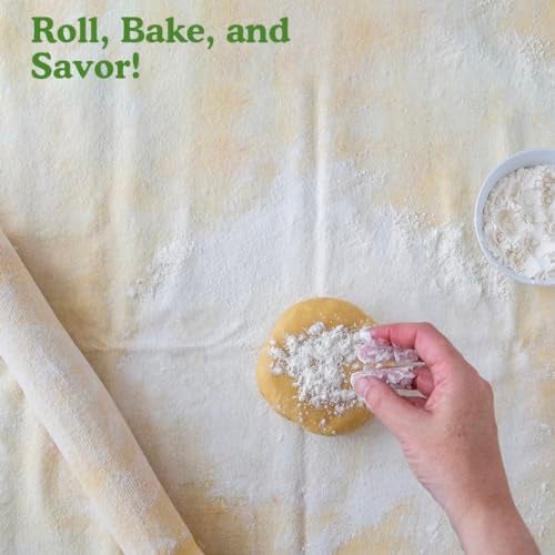 Regency Wraps Natural Pastry Cloth 20"x24" with 15”Rolling Pin Cover, 100% Cotton for Non-stick Dough Rolling, Achieve Perfect Dough for Baked Goods. - Image 4