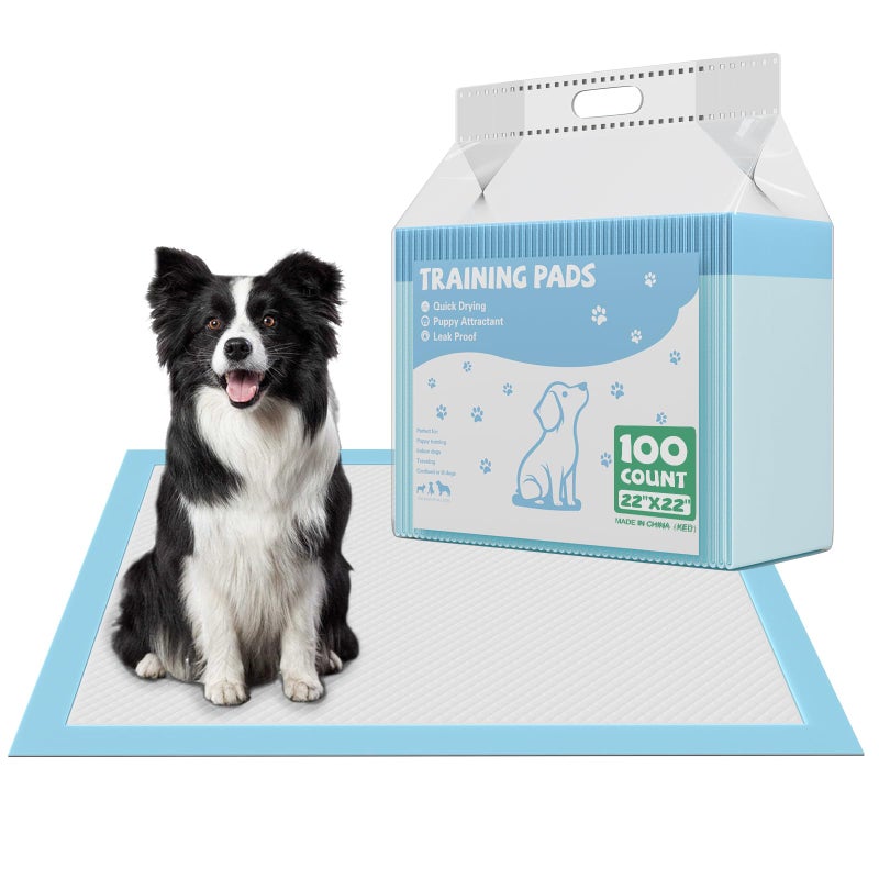 DUMOS 100 Count Puppy Pads for Dogs, 22" x 22" Potty Puppy Training Pad, Dog Cat Pee Pads, Super Absorbency Disposable Pet Leakproof Quick Drying Pad - Image 1