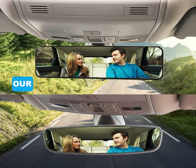 Kitbest Rear View Mirror, Universal 11.4 Inch Interior Clip On Panoramic Rearview Mirror to Reduce Blind Spot Effectively – Wide Angle – Convex – For Cars, SUV, Trucks (Bonus 2 PCS Blind Spot Mirrors) - Image 3