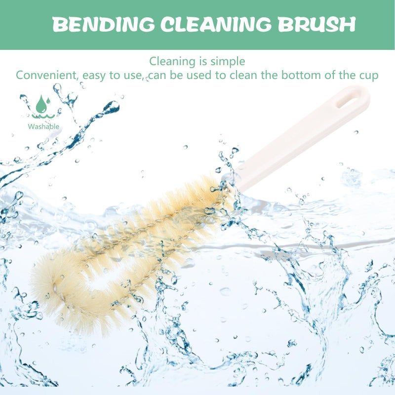 90 Degree Bent Long Handle Bottle and Cup Cleaner Brush Beige - Image 4