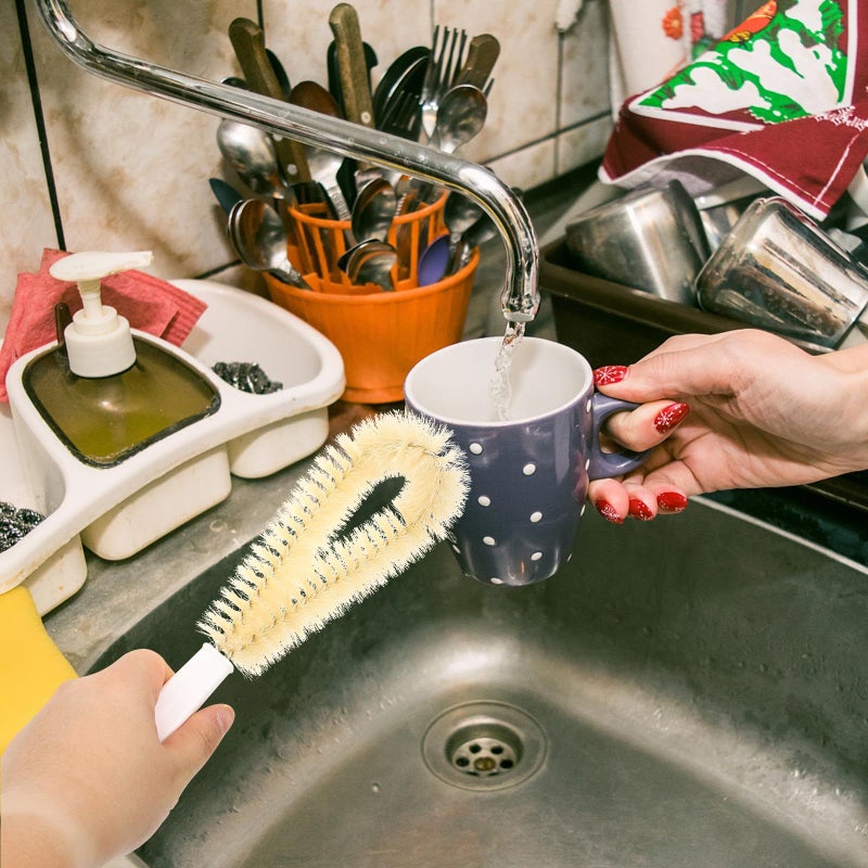 90 Degree Bent Long Handle Bottle and Cup Cleaner Brush Beige - Image 5
