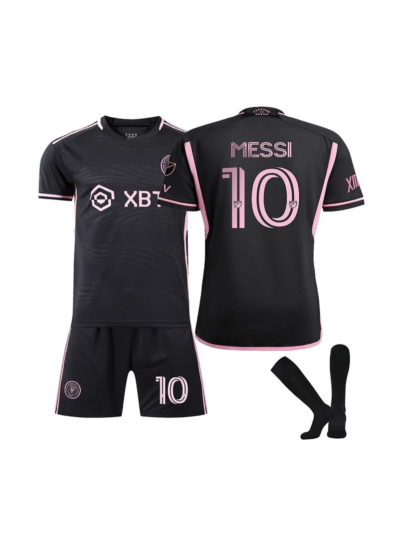 سابويل قميص وشورت كرة القدم البالغين لموسم 2023/2024 لاعب ميسي 10# إنتر ميامي CF للزائرين - مجموعة هدية للأطفال - Image 1