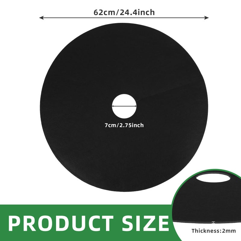 Tezhile TezhiIe 10 PCS Non Woven Tree Rings, Round 24.4 Inches Base Weed Barrier Fabric Cover, Degradable & Reusable Tree Mulch Rings for Landscaping Weed Control Root Protection - Image 2