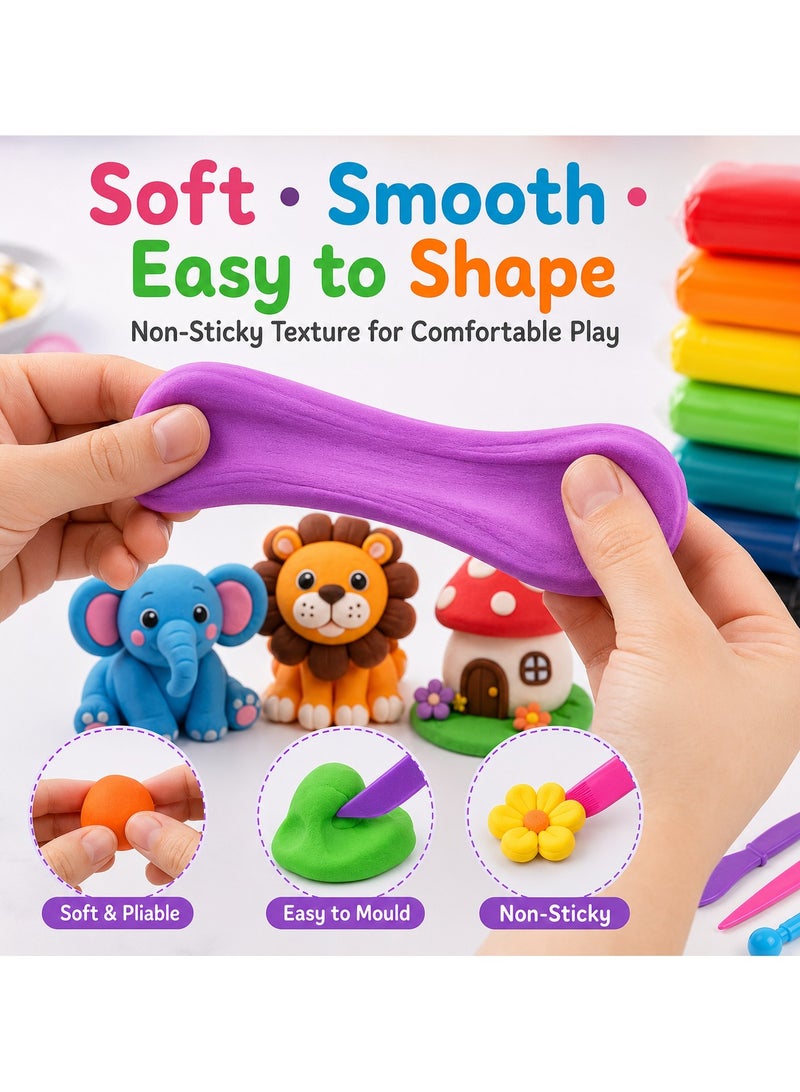 CHEEMAISTIC Air Dry Clay - 12 Colors Modeling Clay Set with 3 Sculpting Tools for Kids, Non-Toxic Soft DIY Craft Clay Kit for Children, Educational Plasticine Dough for Arts Crafts, School Projects, Creative Learning Toys for Boys & Girls - Image 2