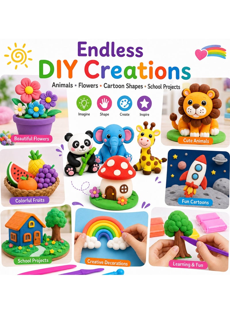 CHEEMAISTIC Air Dry Clay - 12 Colors Modeling Clay Set with 3 Sculpting Tools for Kids, Non-Toxic Soft DIY Craft Clay Kit for Children, Educational Plasticine Dough for Arts Crafts, School Projects, Creative Learning Toys for Boys & Girls - Image 3
