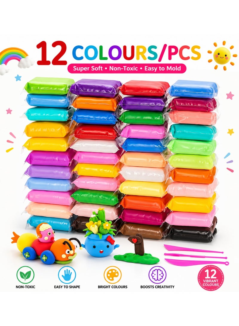 CHEEMAISTIC Air Dry Clay - 12 Colors Modeling Clay Set with 3 Sculpting Tools for Kids, Non-Toxic Soft DIY Craft Clay Kit for Children, Educational Plasticine Dough for Arts Crafts, School Projects, Creative Learning Toys for Boys & Girls - Image 1