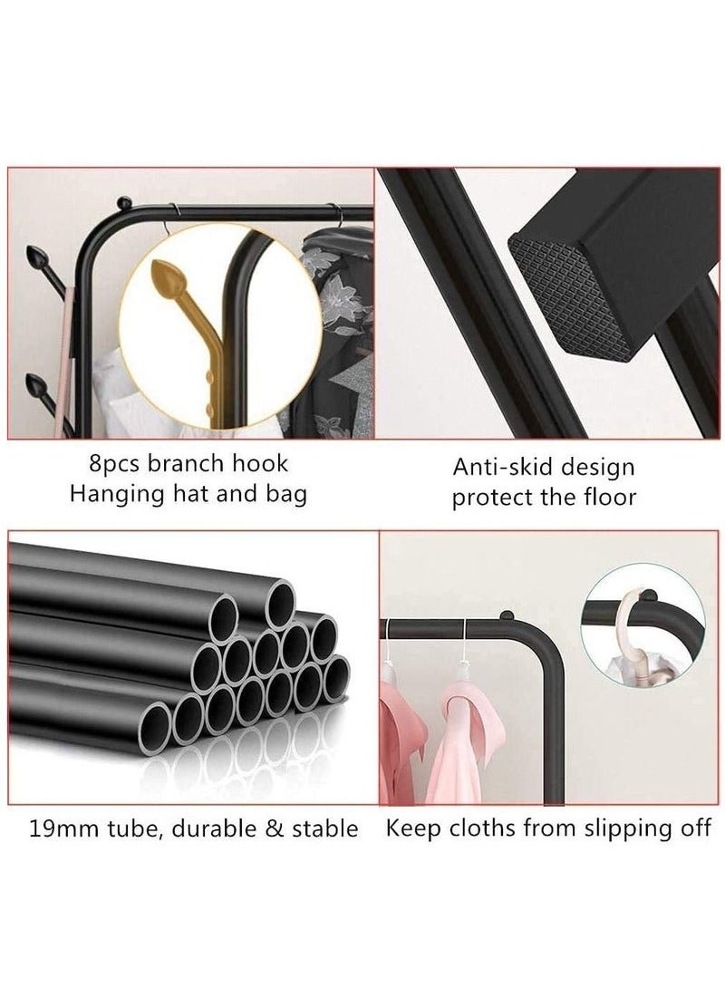Clothes Storage Rack Floor Hanger Crossbar with 4 Branches Black - Image 5