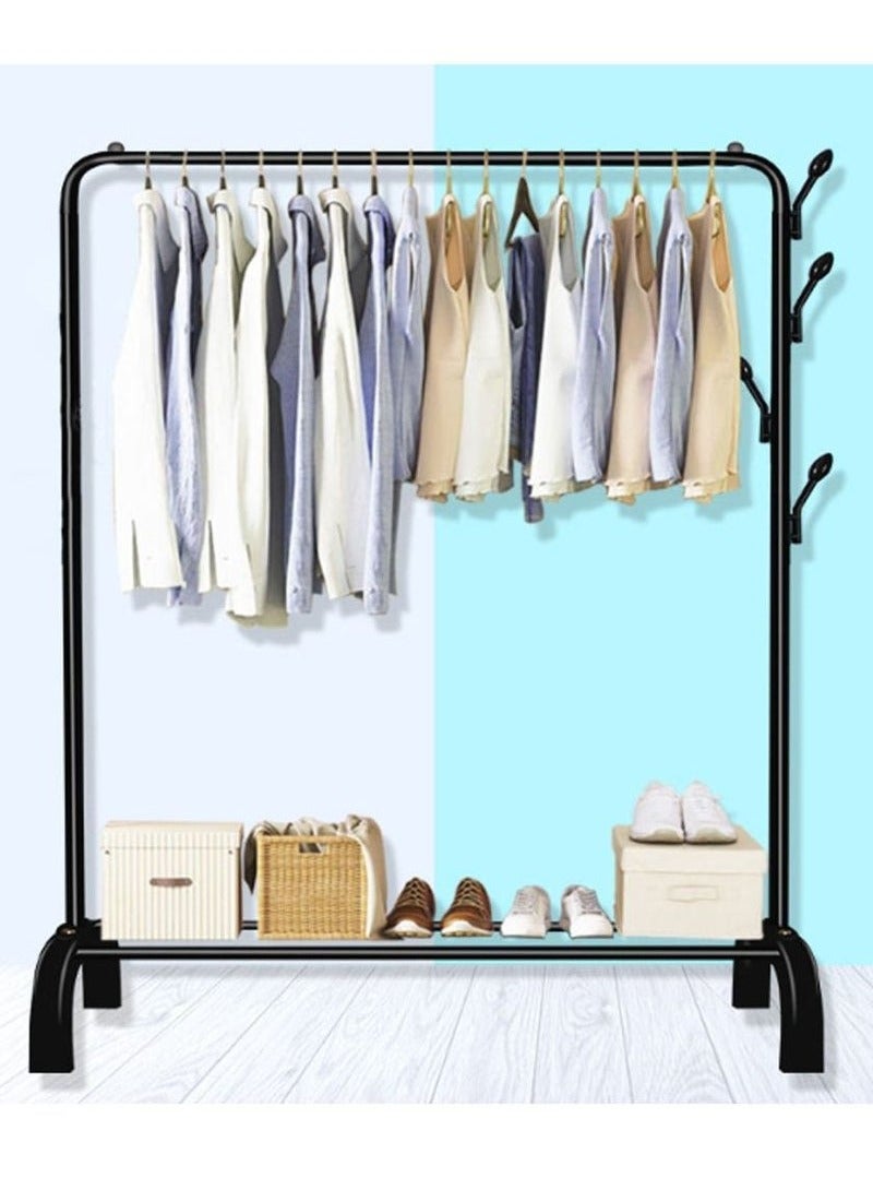 Clothes Storage Rack Floor Hanger Crossbar with 4 Branches Black - Image 1