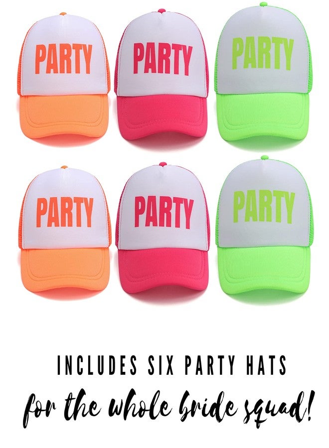 Pop Fizz Designs Bachelorette Hats: 1 Bride Hat, 6 Bride Tribe Hats | Trucker Favors Hats (7 Pack Neon) - Image 4