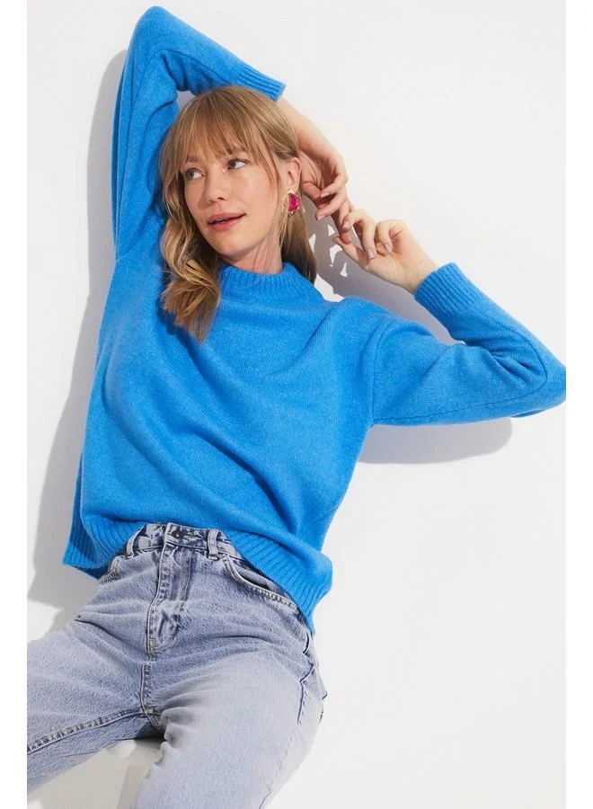 JUNE June Crew Neck Knitwear Sweater Blue