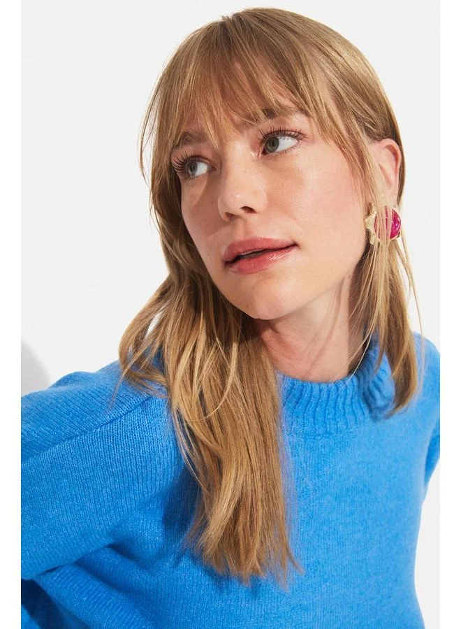 JUNE June Crew Neck Knitwear Sweater Blue