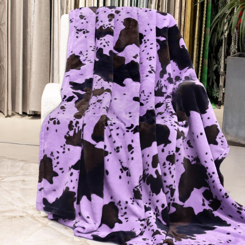 GEULAY Dark Purple Blanket Throw Lightweight Fuzzy Cozy Soft Lavender Lilac Purple Fleece Blanket Decor Stuff for Teen Girls Women 50"" x 60"" - Image 1