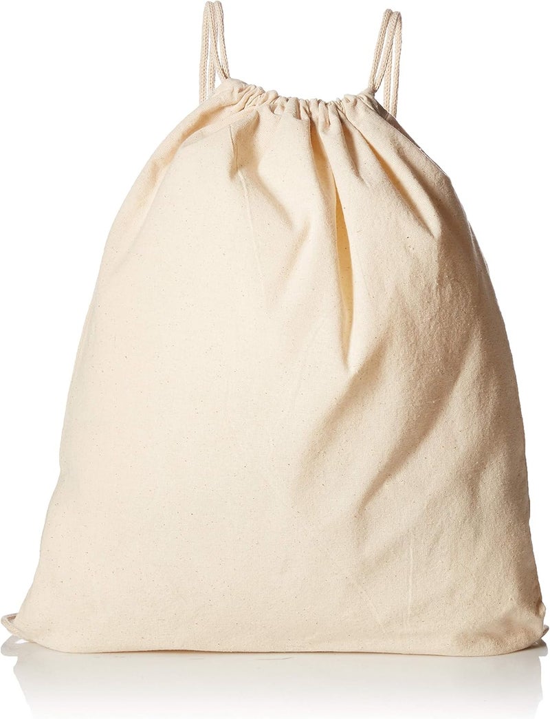 TBF 12 Pack Bulk Cotton Canvas Drawstring Backpack Bags 14 W x 18 H  Perfect for DIY Crafts Events  More - Image 1