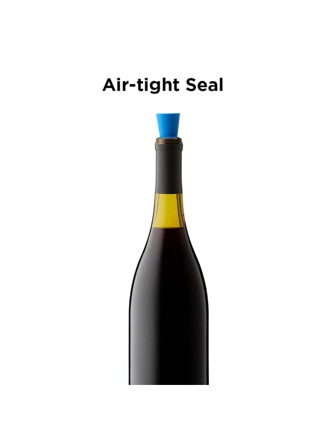 rabbit Rabbit Wine and Beverage Bottle Stoppers with Grip Top (Blue, Set of 2)  - Image 3