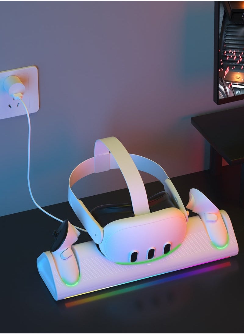 Generic - Dock for Meta/Oculus Quest 3, Fast Charging Station for Meta Quest 3 Headset Controllers and Other USB Device VR Accessories, RGB Charging Stand with Rechargeable Batteries - Image 1