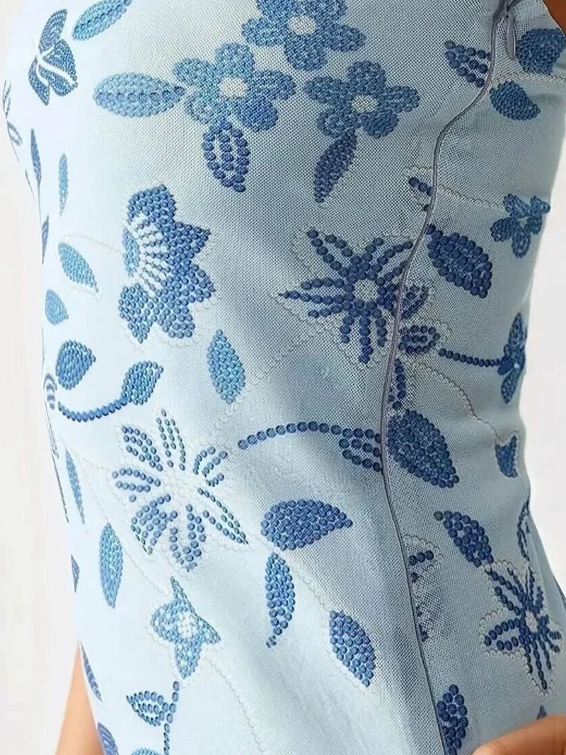 Hiccup Blue Strapless Textured Bodycon Mini Dress for Women | Best Price UAE