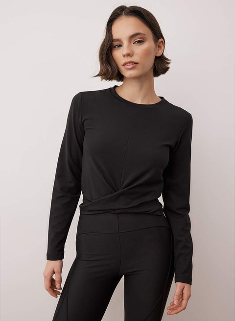 Black Micro Sport Knitted Top/Blouse