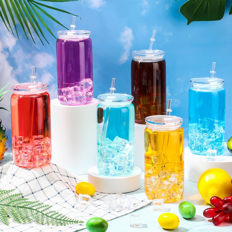 Blushtier 6 Pack Acrylic Mason Jars with Lids and Straws 16 oz Drinking Plastic Tumbler with Straw Iced Coffee Cups Water Bottles Mugs for Wedding Party Favor Water Milk Beer Juice Beverage (Clear) - Image 4