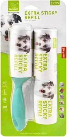 DHANAK Extra Sticky Lint Roller Effortless Pet Fur Removal for FurnitureCarpetCarSeatsetc Reusable Lint Roller Ideal for Cat and Dog Owners Value Pack of 1 Roller 3 Refills 60 SheetsRefill - Image 1