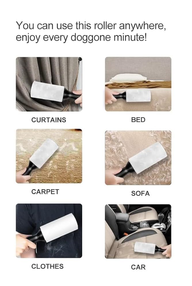 DHANAK Extra Sticky Lint Roller Effortless Pet Fur Removal for FurnitureCarpetCarSeatsetc Reusable Lint Roller Ideal for Cat and Dog Owners Value Pack of 1 Roller 3 Refills 60 SheetsRefill - Image 2