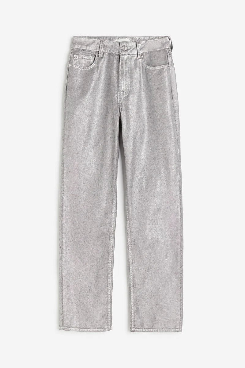 H&M Coated Straight High Jeans