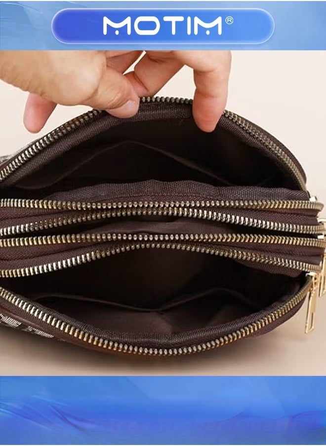 حقيبة كتف نسائية صغيرة متدلية على الكتف واحدة متدلية على الكتف حقيبة صغيرة ناعمة ترفيهية ذات سحاب متعدد الطبقات للهاتف المحمول