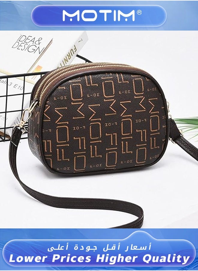 Motim Women's Single Shoulder Cross-slung Small Bag Purse Soft Leisure Large Capacity Multilayer Zipper Mobile Phone Small Round Bag  - Image 2