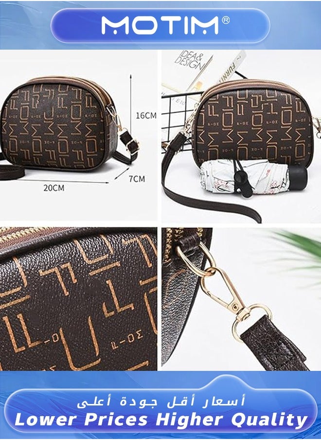 Motim Women's Single Shoulder Cross-slung Small Bag Purse Soft Leisure Large Capacity Multilayer Zipper Mobile Phone Small Round Bag  - Image 5