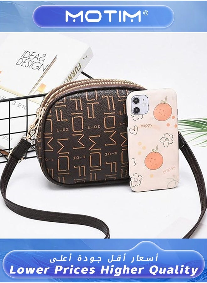 Motim Women's Single Shoulder Cross-slung Small Bag Purse Soft Leisure Large Capacity Multilayer Zipper Mobile Phone Small Round Bag  - Image 4
