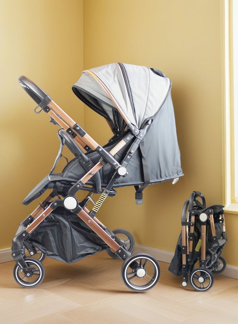 Two-way One-click Ultra Lightweight Foldable Travel Stroller with Comfortable and Shock Absorbent Multi Position Reclining Seat Foldable Storage Basket Adjustable Canopy NO.1105 - Image 1