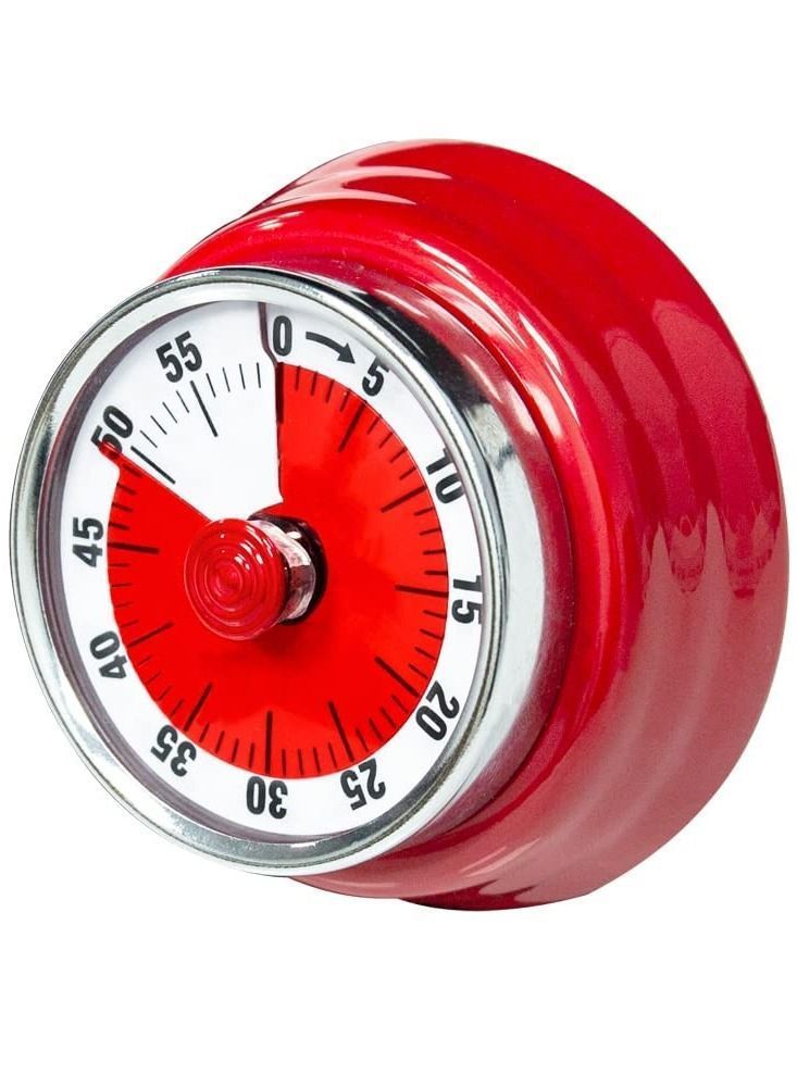 Y&D Mechanical Kitchen Countdown Timer with Magnetic Back 60-Minute Visual for Kids Toddlers Teacher Time Management Tool Classroom Study (Red) - Image 1