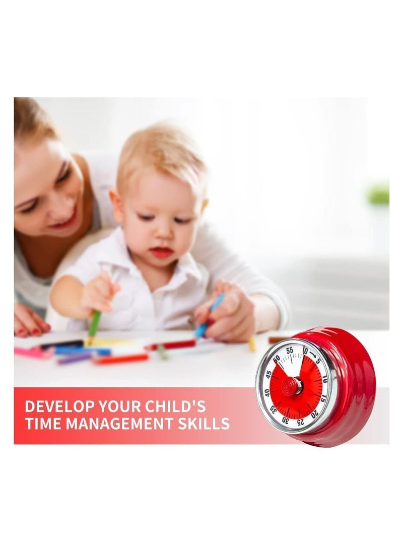 Y&D Mechanical Kitchen Countdown Timer with Magnetic Back 60-Minute Visual for Kids Toddlers Teacher Time Management Tool Classroom Study (Red) - Image 5